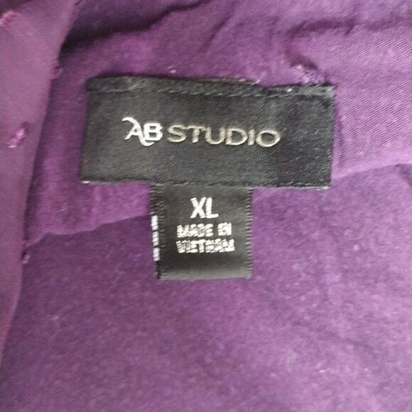 AB Studio Purple Layered Sheer Embroidered Bell Sleeves Blouse XL - Picture 10 of 12